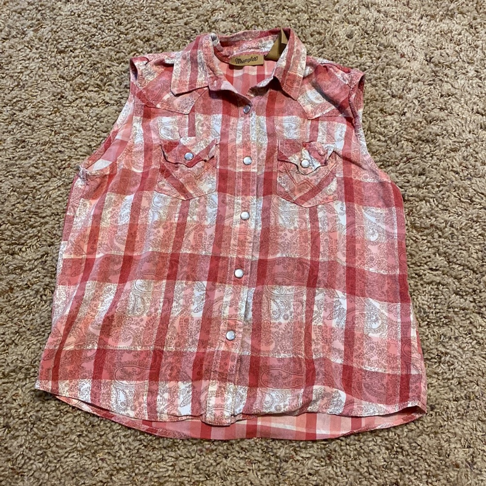 Girls Wrangler button down sleeveless shirt size XL